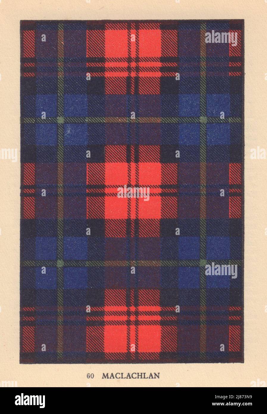 MacLachlan. Scottish Clan Tartan. SMALL 8x11.5cm 1937 old vintage print Stock Photo