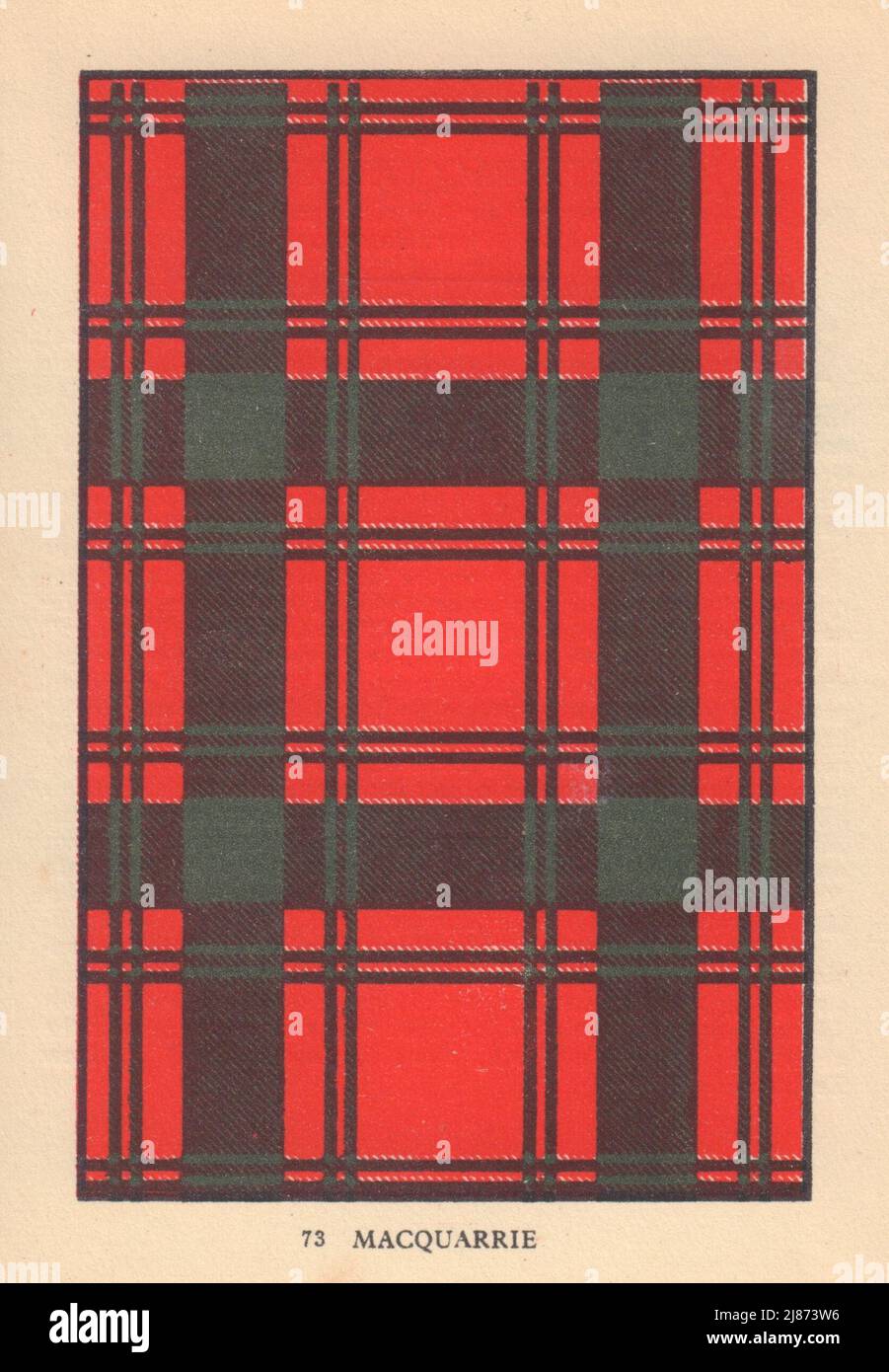 Macquarrie. Scottish Clan Tartan. SMALL 8x11.5cm 1937 old vintage print Stock Photo