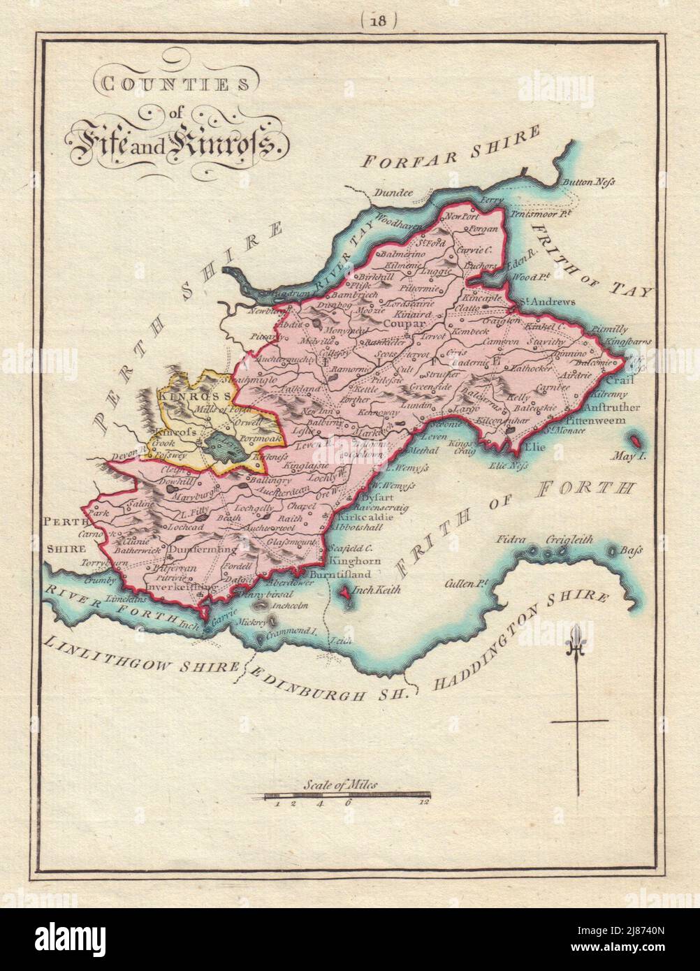 Counties of Fife and Kinross. Fife and Kinross-shire. SAYER / ARMSTRONG 1794 map Stock Photo