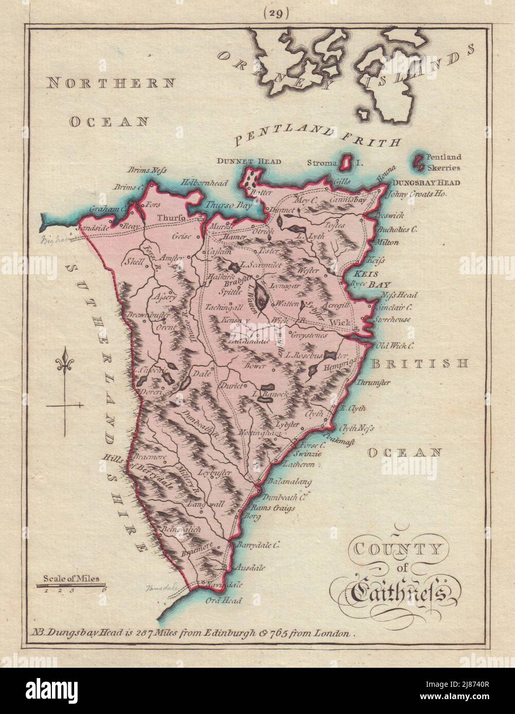 County of Caithness. Caithness. SAYER / ARMSTRONG 1794 old antique map