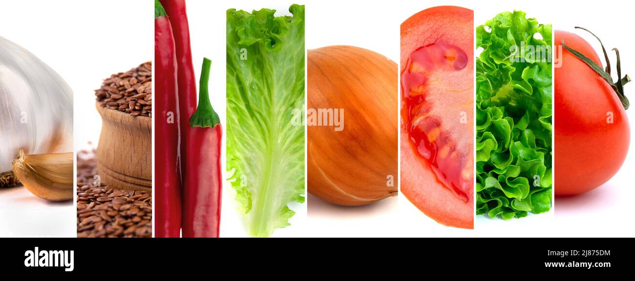 Collage of healthy food background raw fresh vegetables. Banner Stock ...
