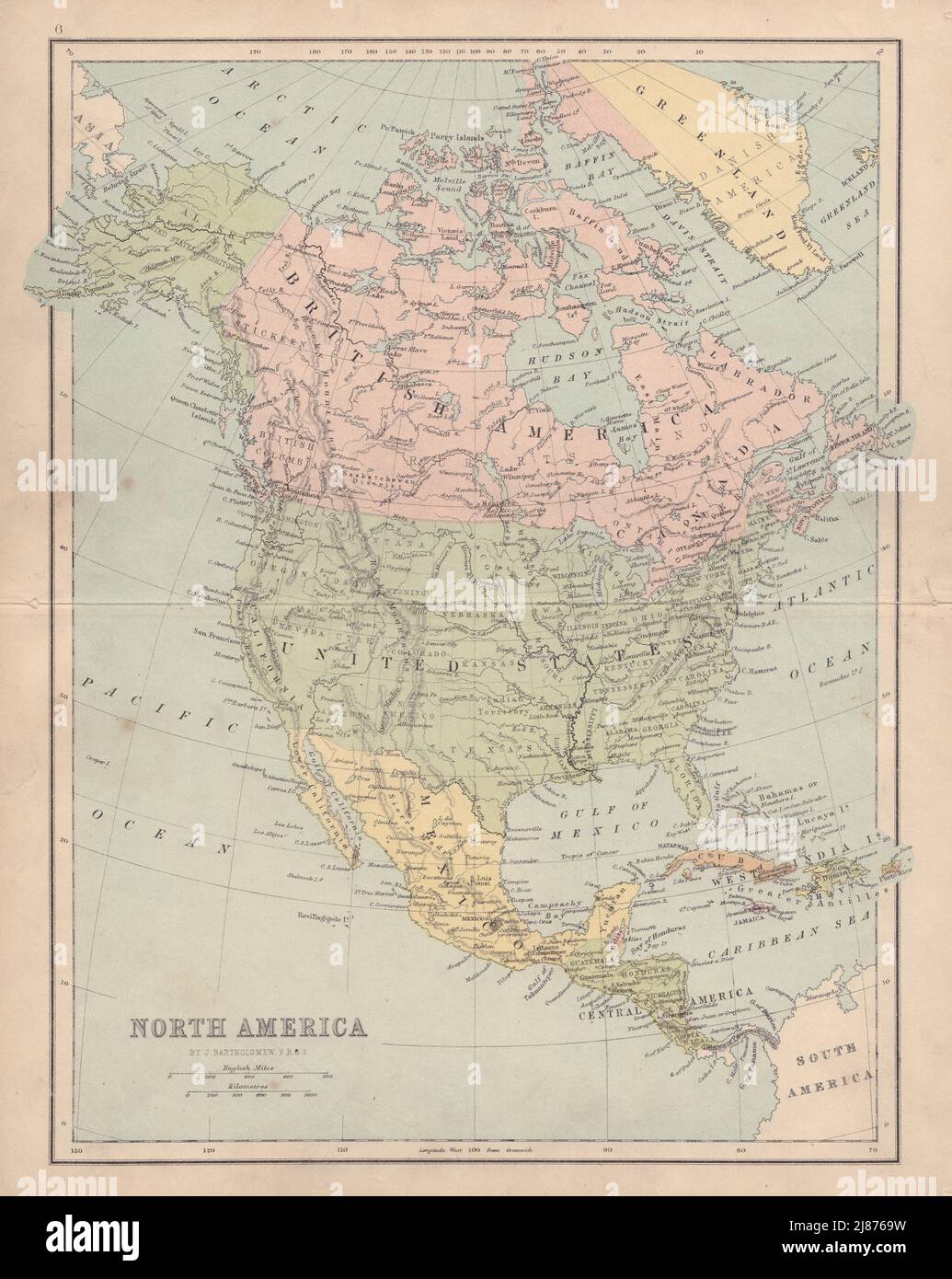 NORTH AMERICA Mosquito Coast. Canada includes part of Greenland COLLINS 1873 map Stock Photo