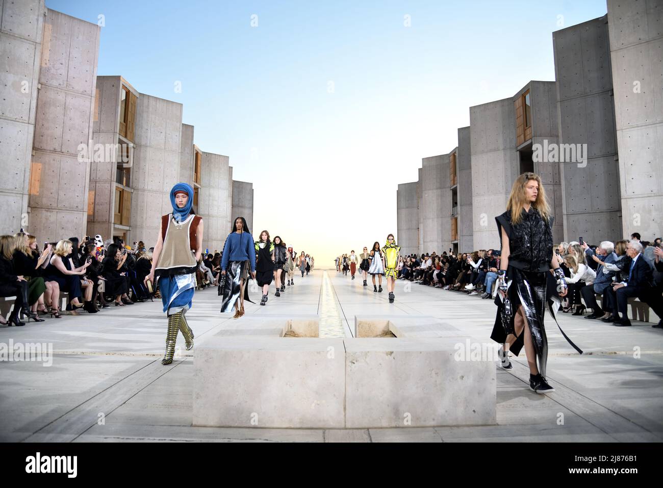 Model walks on the runway of the Louis Vuitton's cruise 2023 Fashion Show  at the the Salk Institute in La Jolla, CA on May 12, 2022. (Photo by  Jonathan Zaoui/Sipa USA) (Photo