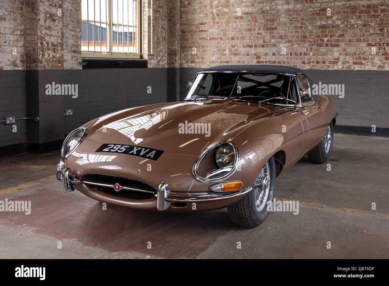 1961 Jaguar E-Type Series 1 3.8-Litre roadster on display at the April Scramble held at the Bicester Heritage Centre on the 23rd April 2022 Stock Photo