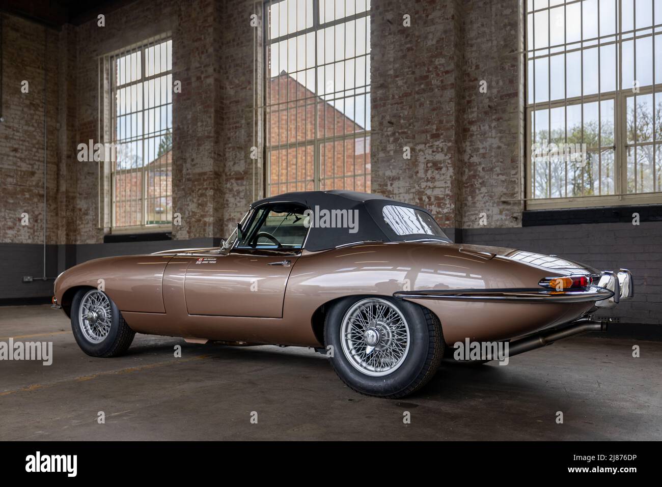 1961 Jaguar E-Type Series 1 3.8-Litre roadster on display at the April Scramble held at the Bicester Heritage Centre on the 23rd April 2022 Stock Photo