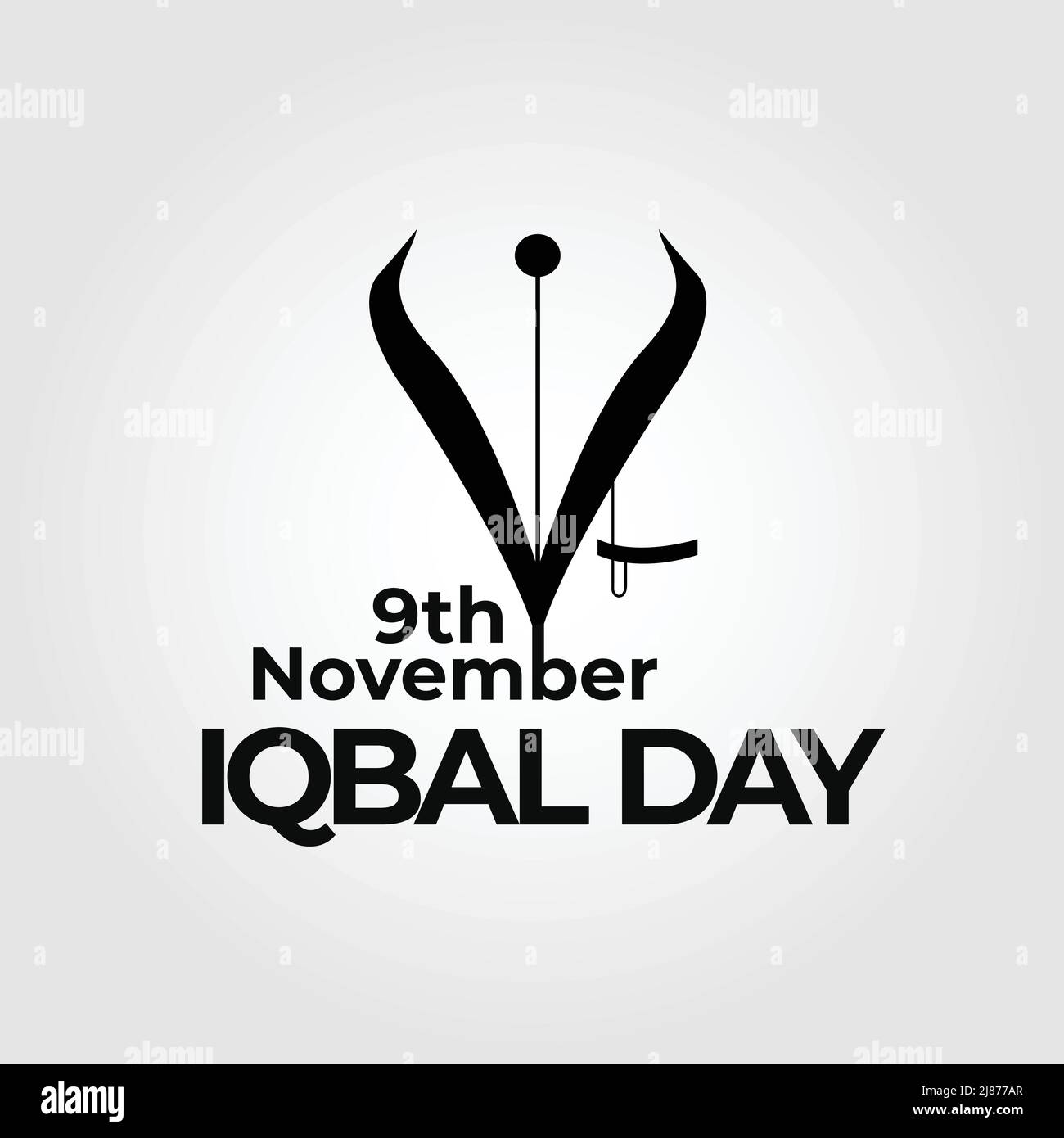 9th November iqbal day with Pen needle in black color Stock Vector