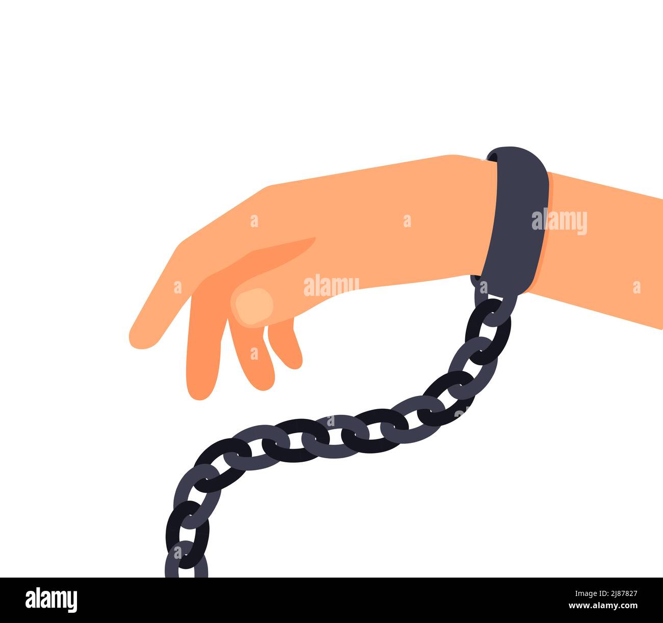 Man's hand in chains. Addiction. concept against violence. Vector illustration. Eps 10 Stock Vector