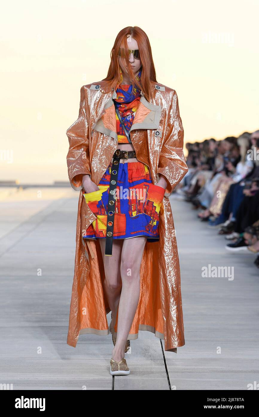 San Diego, USA. 12th May, 2022. A model walks on the runway at the