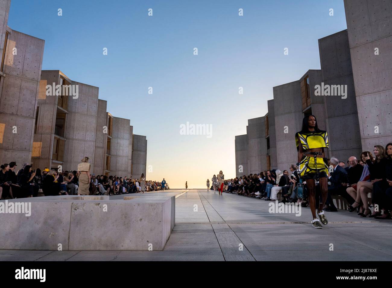 A model walks on the runway at the Louis Vuitton fashion show fashion show  at the Salk Institute for Biological Studies in San Diego CA on May 12 2022  2022. (Photo by