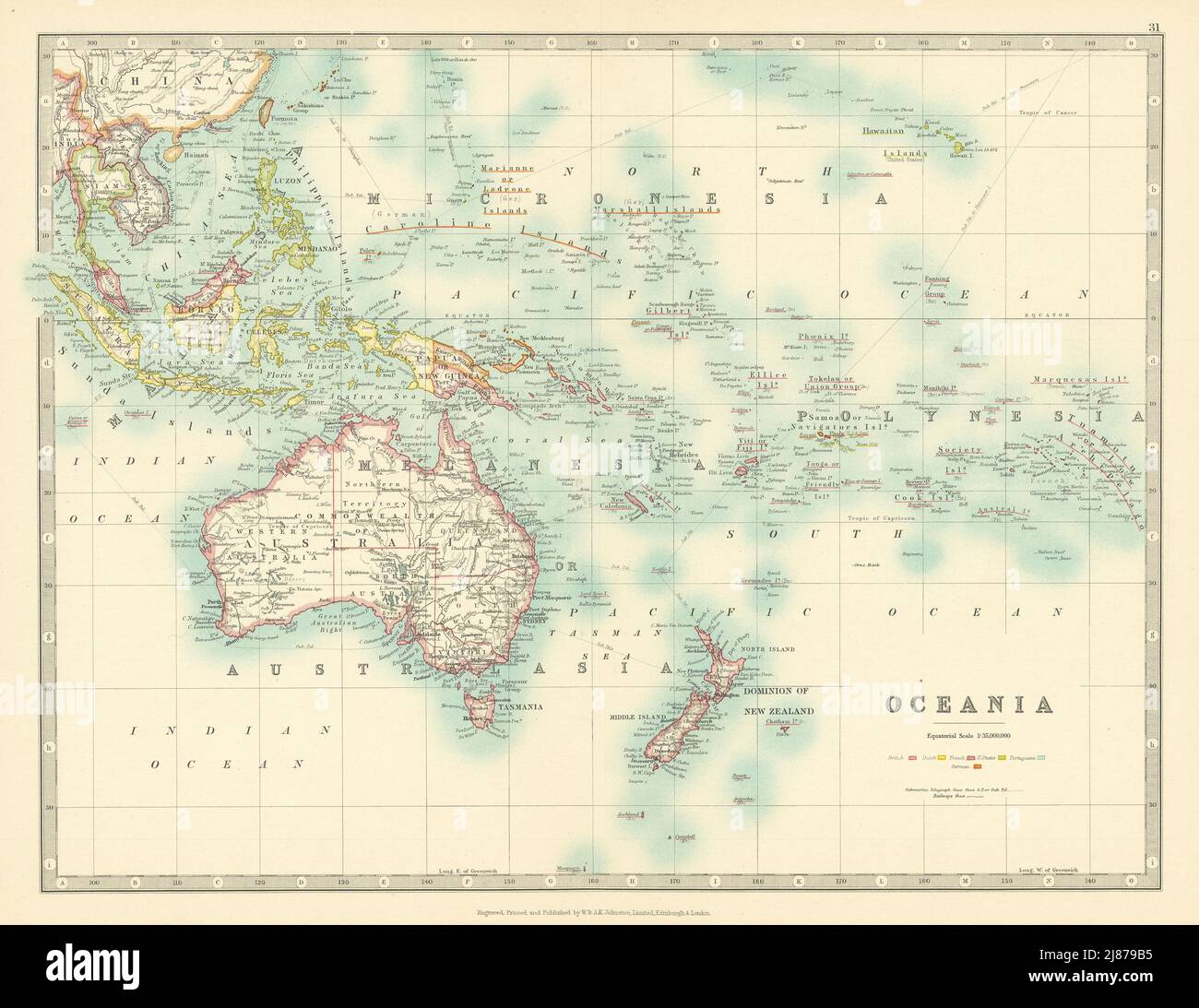 Oceania Australia New Zealand East Indies Polynesia Micronesia Johnston 