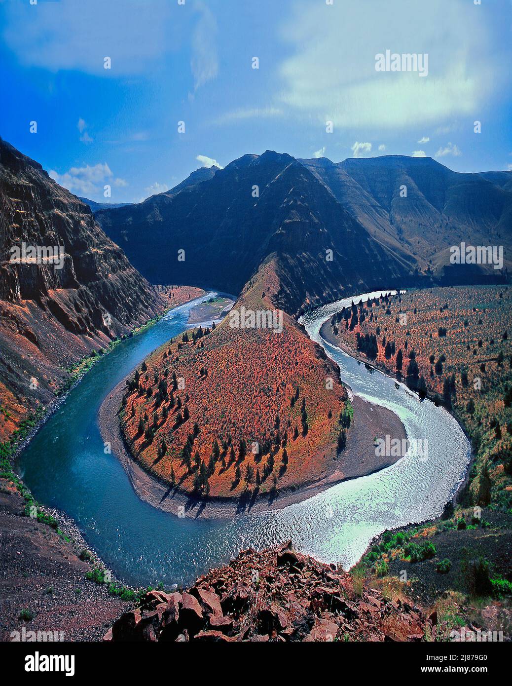Entrenched Meanders, John Day River, Oregon Stock Photo