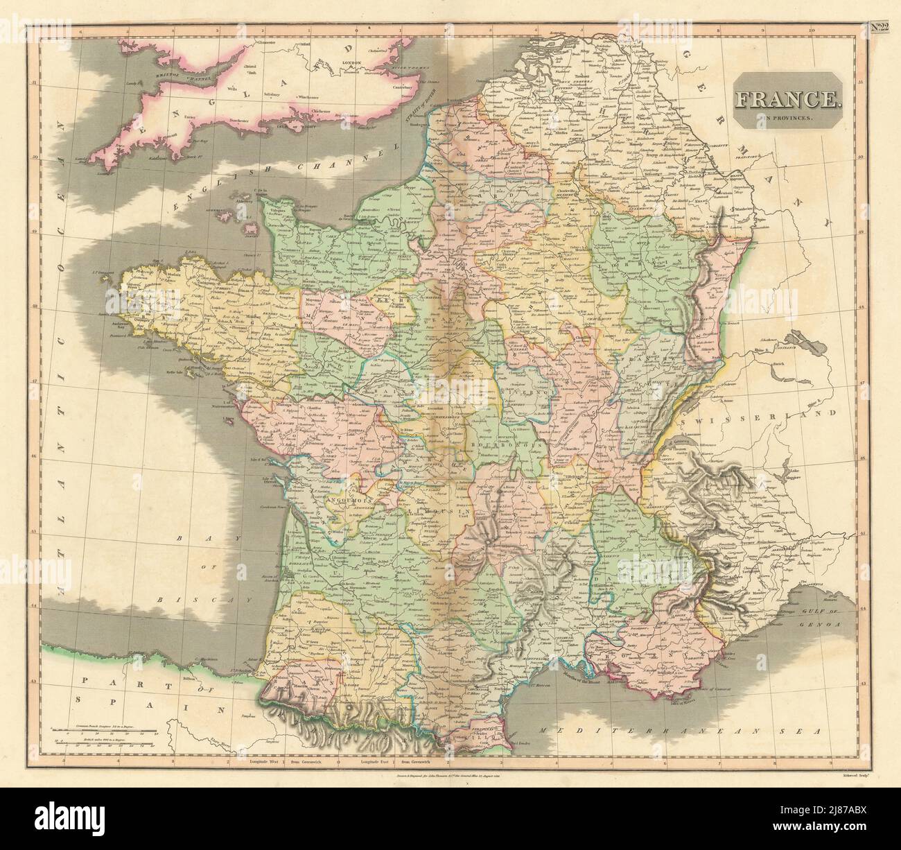 "France in provinces", before the Revolution, w/o Savoy & Nice. THOMSON 1817 map Stock Photo - Alamy