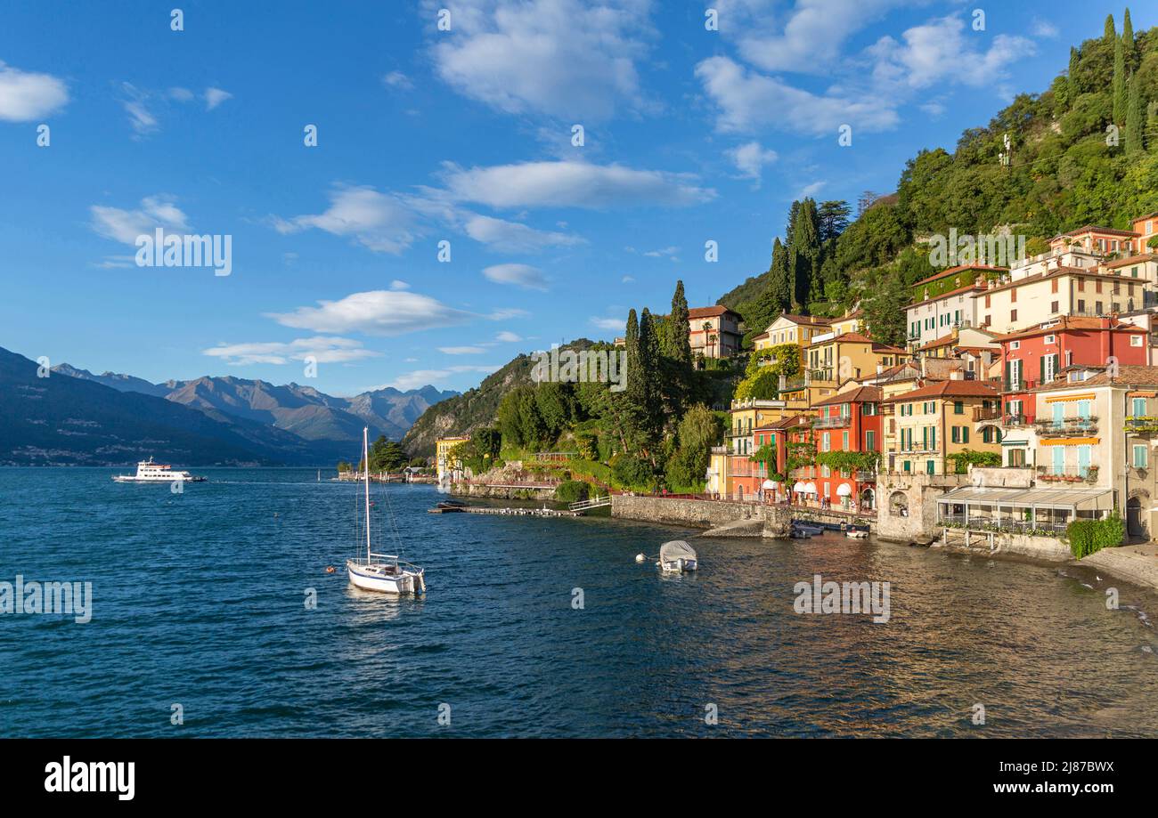 Colorful houses in Varenna on Lake Como Stock Photo