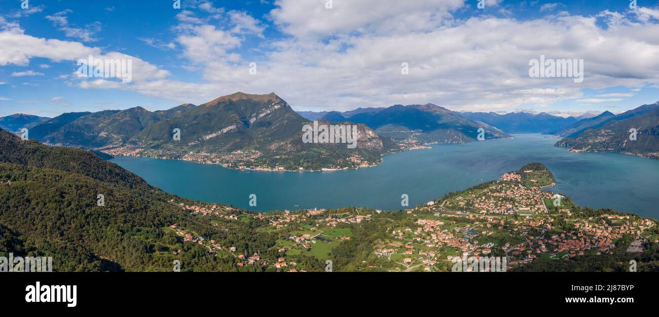 Aerial panorama of Bellagio and Lake Como Stock Photo