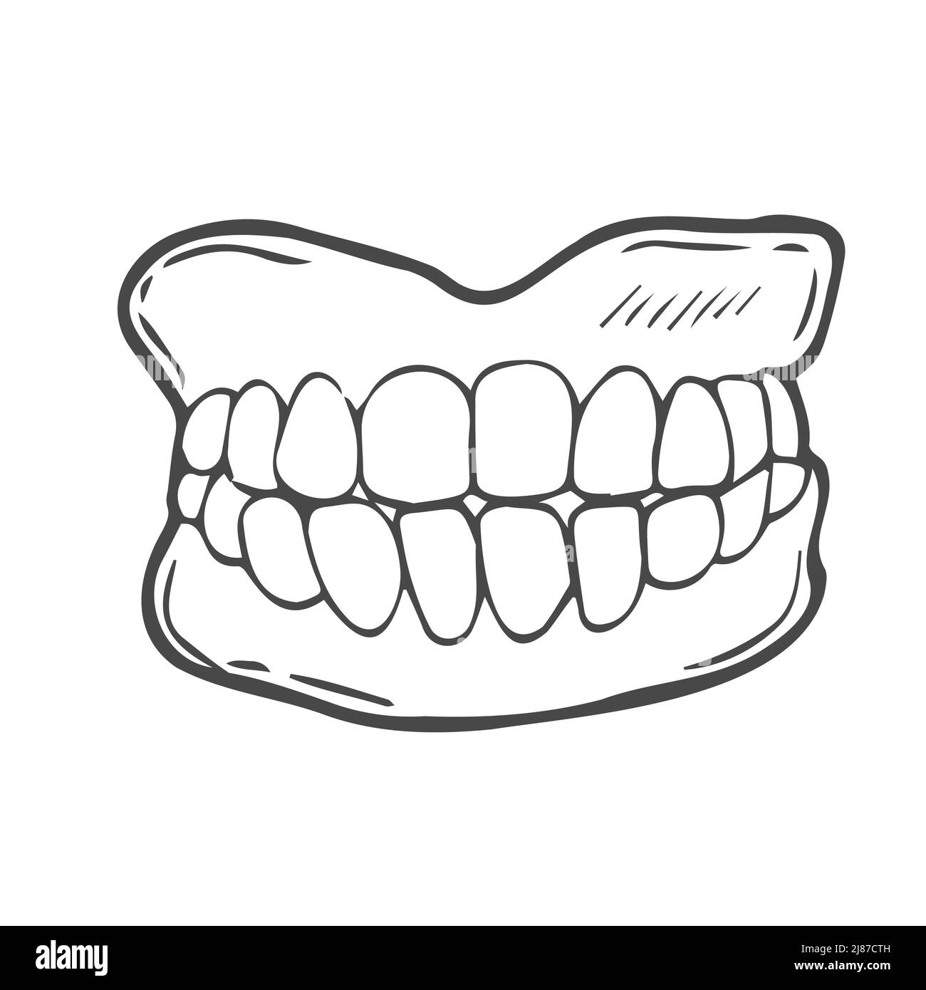 Dentures Icon Silhouette Illustration. Dentist Prosthesis Teeth Vector Graphic Pictogram Symbol Clip Art. Stock Vector