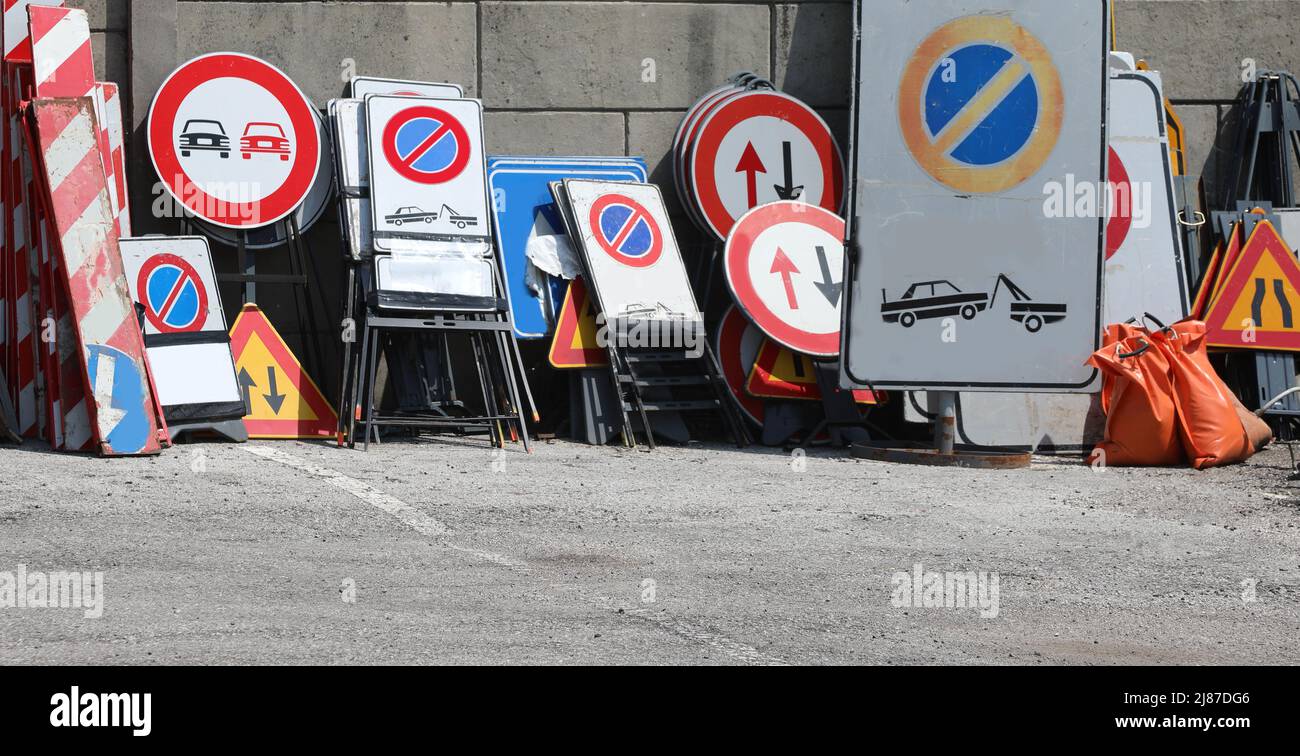 warehouse of the many road signs used by the construction company also ...