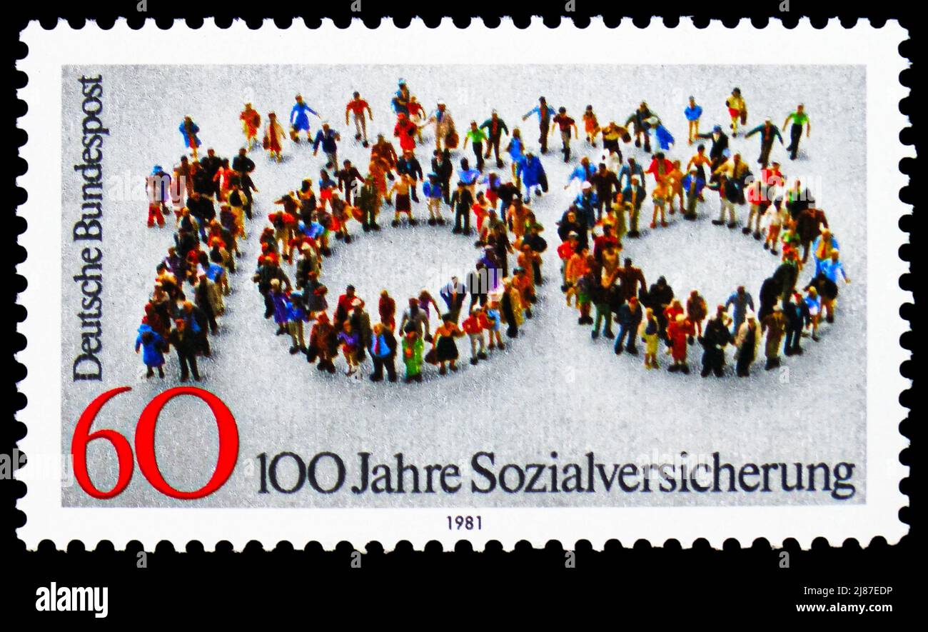 MOSCOW, RUSSIA - APRIL 10, 2022: Postage stamp printed in Germany shows ...