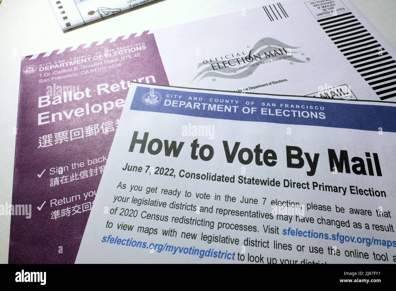 How to vote by mail instruction sheet with a ballot return envelope for
