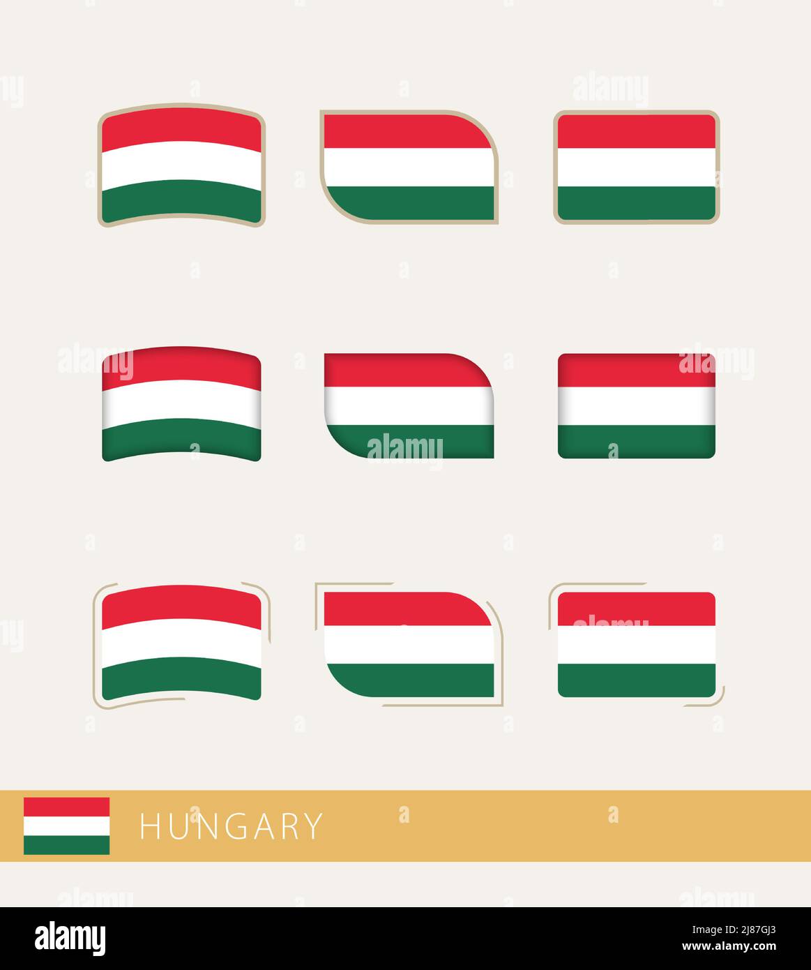 Vector flags of Hungary, collection of Hungary flags. Vector icon. Stock Vector