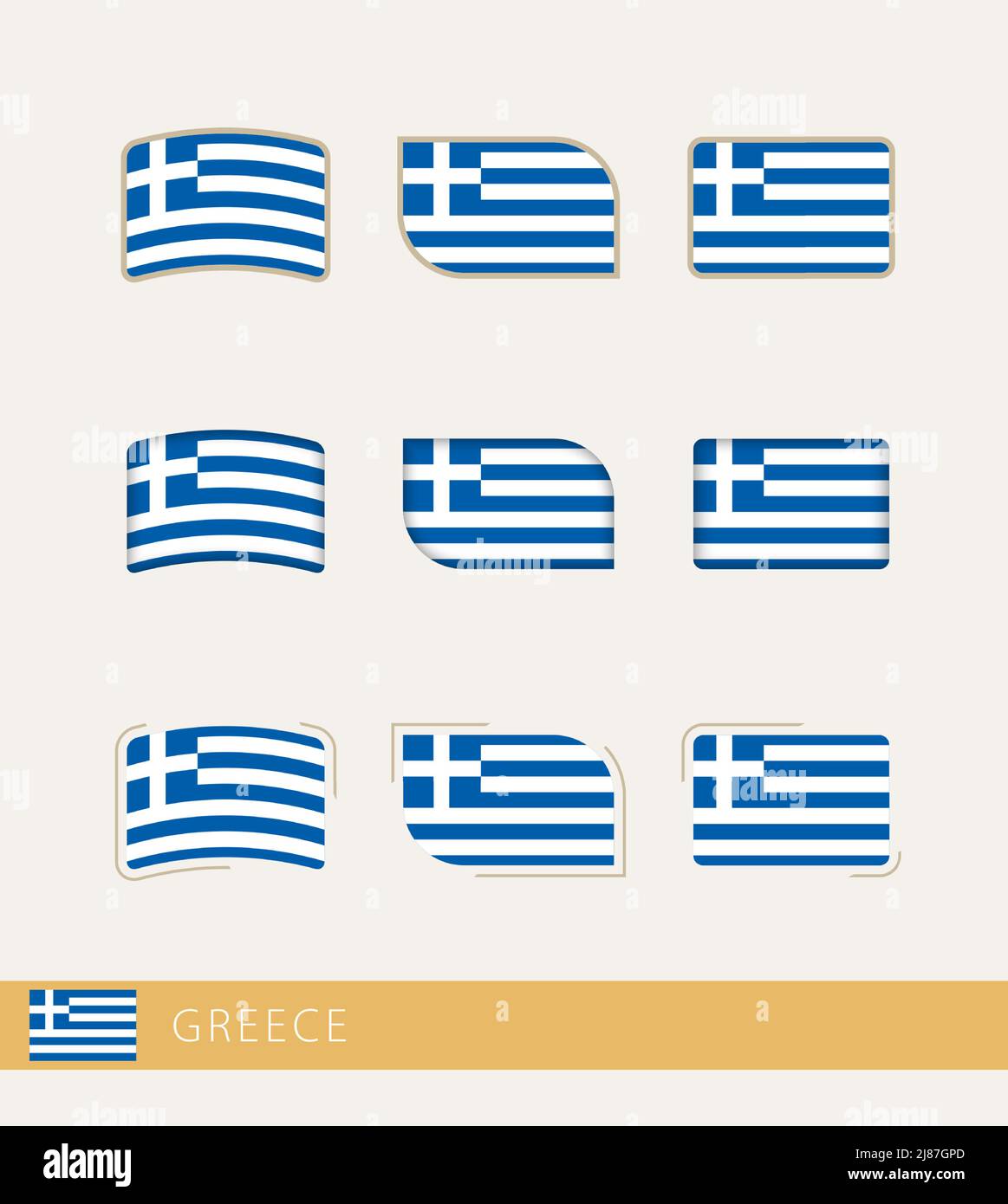 Vector flags of Greece, collection of Greece flags. Vector icon Stock ...