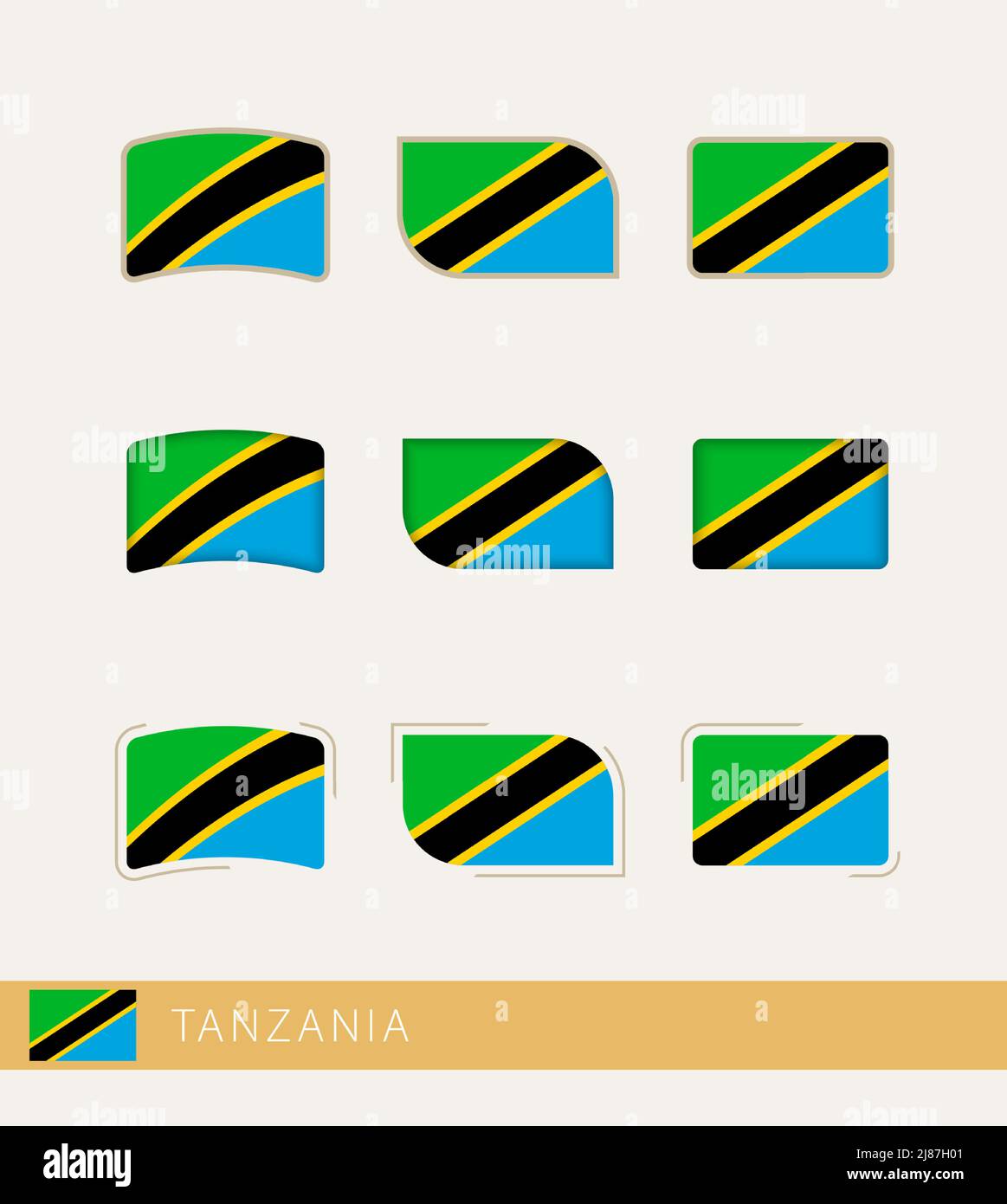 Vector flags of Tanzania, collection of Tanzania flags. Vector icon. Stock Vector