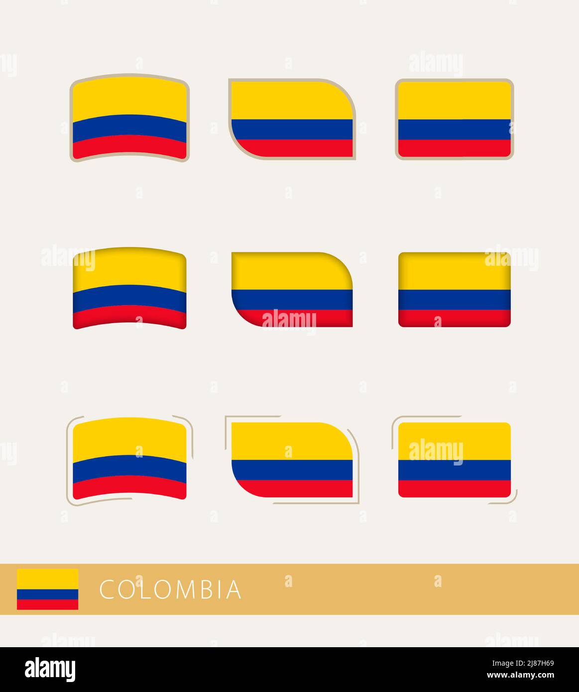 Vector flags of Colombia, collection of Colombia flags. Vector icon