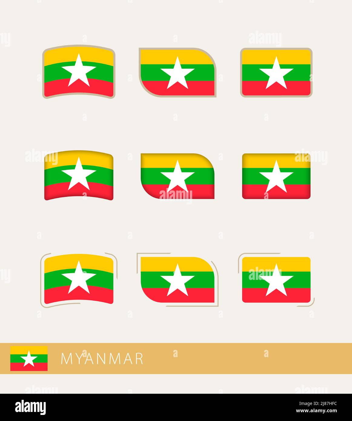 Vector Flags Of Myanmar Collection Of Myanmar Flags Vector Icon Stock