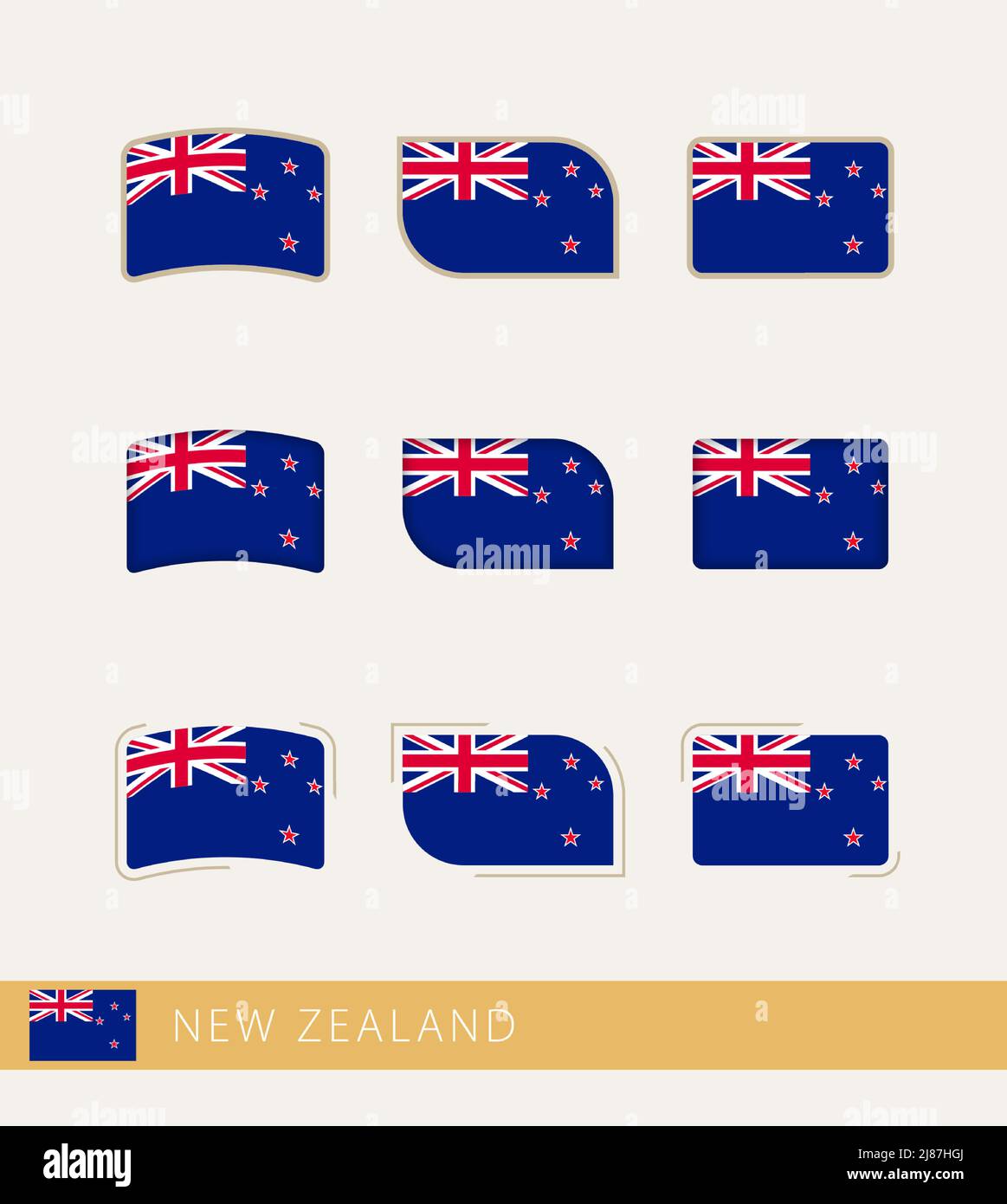 Vector flags of New Zealand, collection of New Zealand flags. Vector icon Stock Vector Image