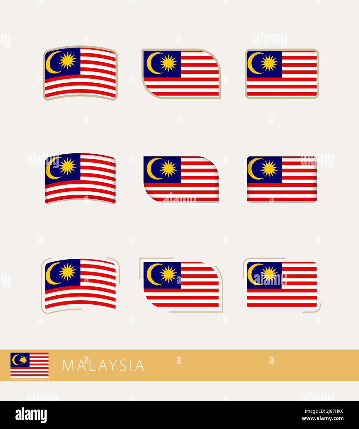 Vector flags of Malaysia, collection of Malaysia flags. Vector icon. Stock Vector