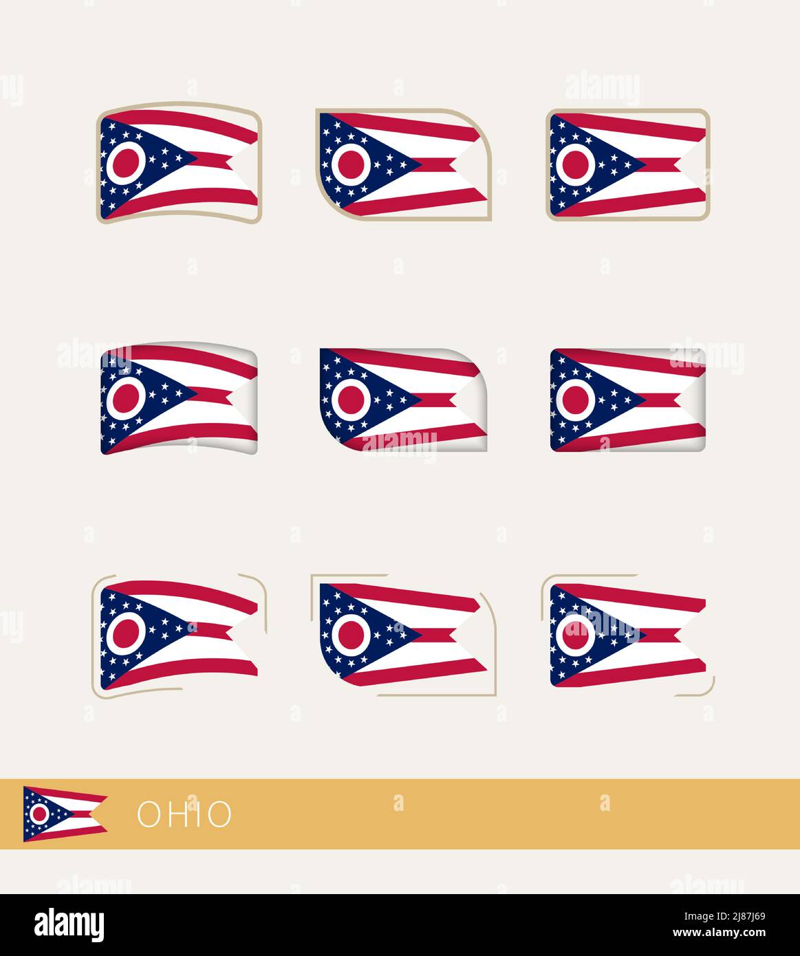 Vector Flags Of Ohio Collection Of Ohio Flags Vector Icon Stock