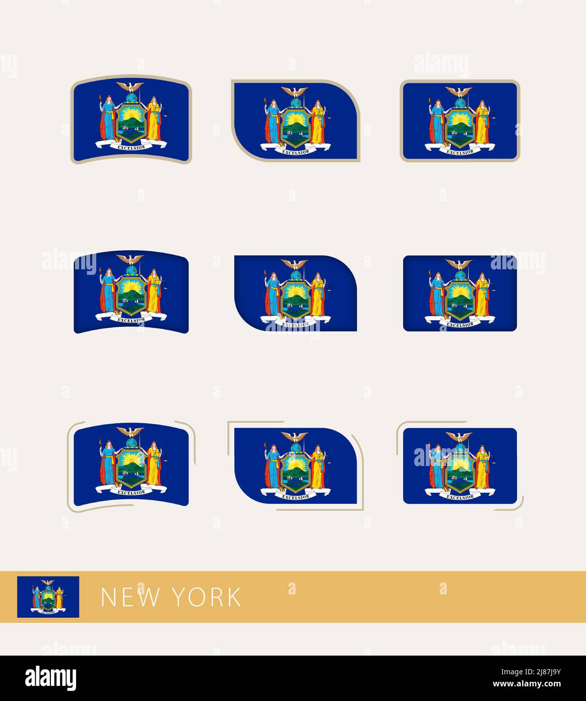 Vector flags of New York, collection of New York flags. Vector icon