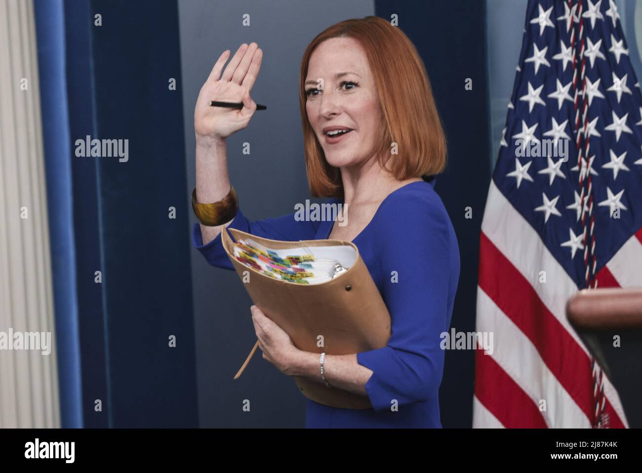 Washington DC, USA. 13th May, 2022. Press Secretary Jen Psaki departs after her final briefing as White House Press Secretary at the White House in Washington, DC on Friday, May 13, 2022. Photo by Oliver Contreras/UPI Credit: UPI/Alamy Live News Stock Photo