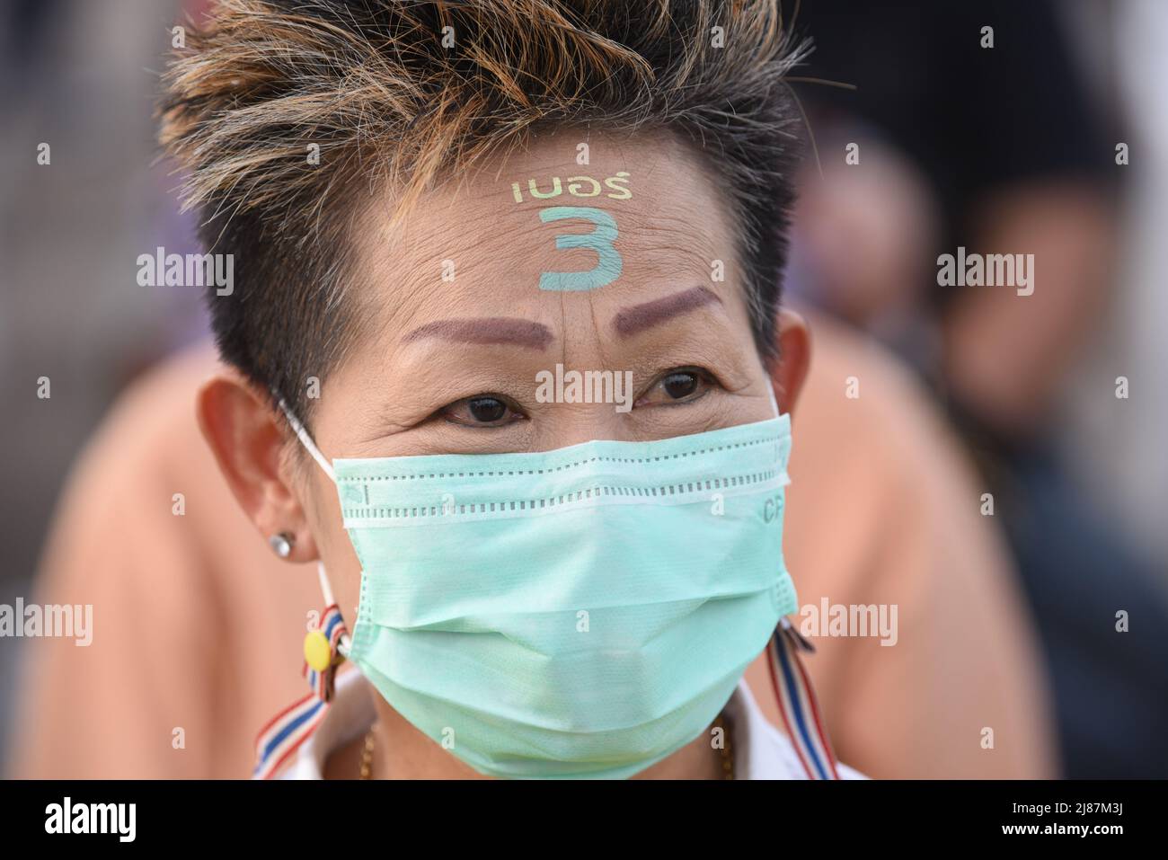 Bangkok, Thailand. 13th May, 2022. people's atmosphere and supporters attended a speech by Sakoltee Phattiyakul, Candidate Bangkok Governor, number 3 at Lan Khon Meaung, front The Bangkok Metropolitan Administration, on May 13, 2022. Credit: ZUMA Press, Inc./Alamy Live News Stock Photo