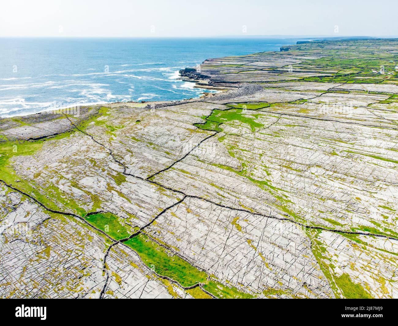 Aerial view of Inishmore or Inis Mor, the largest of the Aran Islands