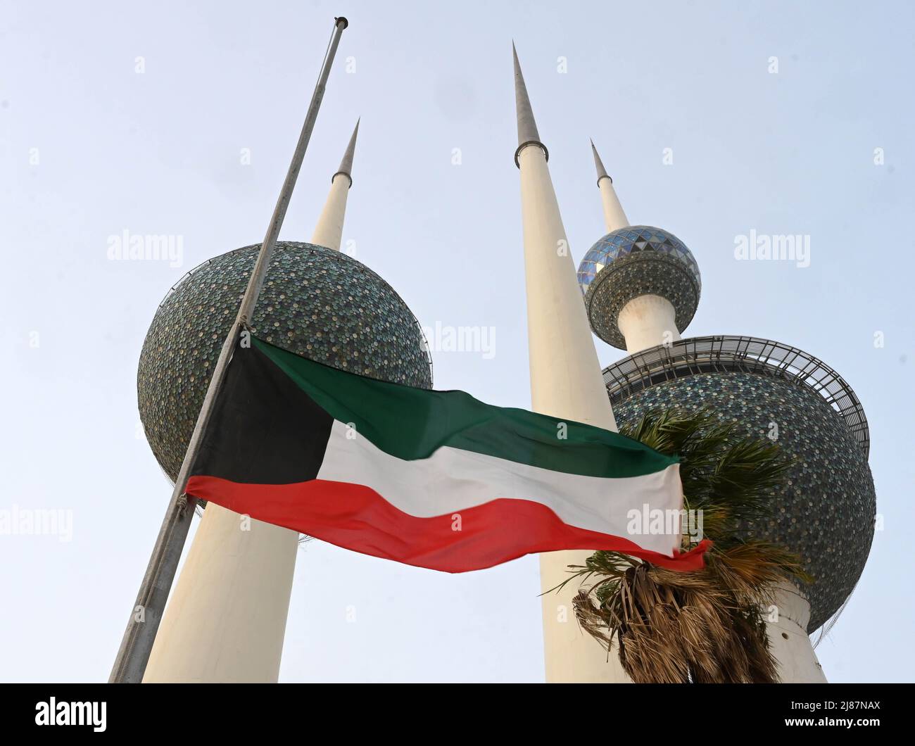 Kuwait City, Kuwait. 13th May, 2022. A Kuwaiti national flag flies at