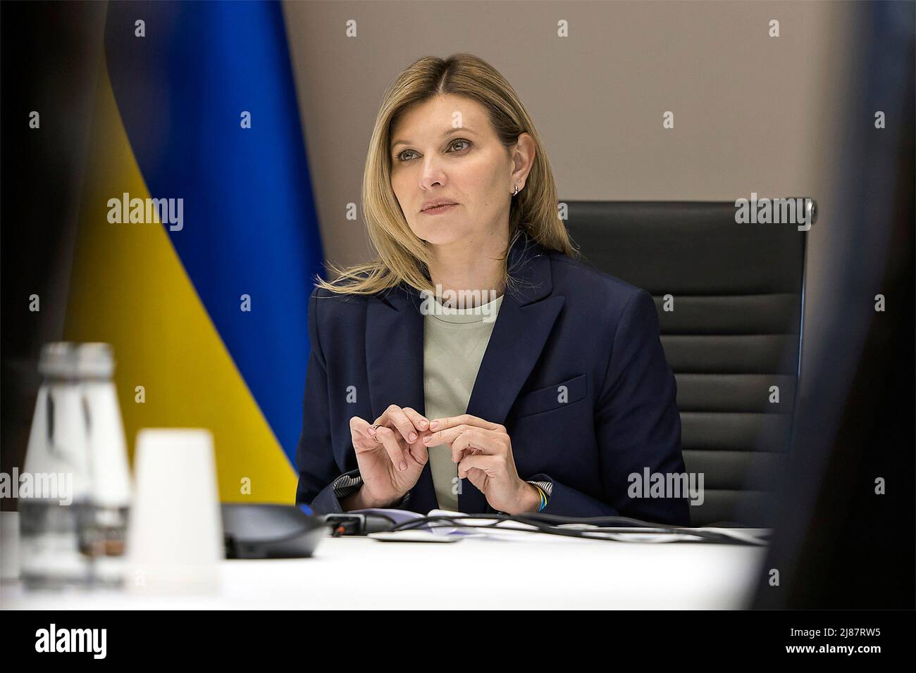 Kyiv, Ukraine. 13th May, 2022. The First Lady of Ukraine Olena Zelenska holds a video call with the First Lady of Lithuania Diana Nausediene, May 13, 2022 from an undisclosed location. Credit: Ukraine Presidency/Ukraine Presidency/Alamy Live News Stock Photo