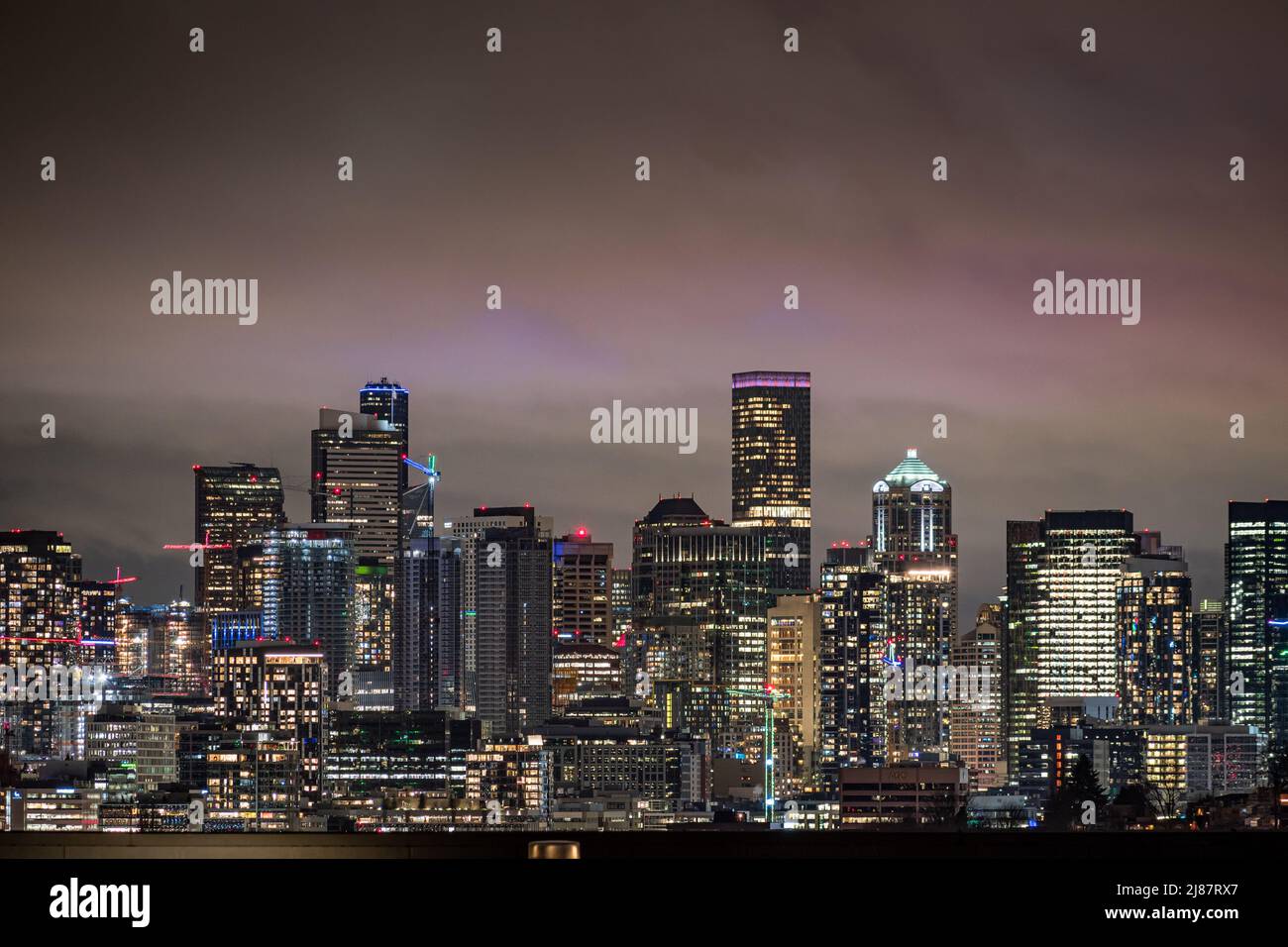 The Seattle skyline viewed at night Stock Photo - Alamy