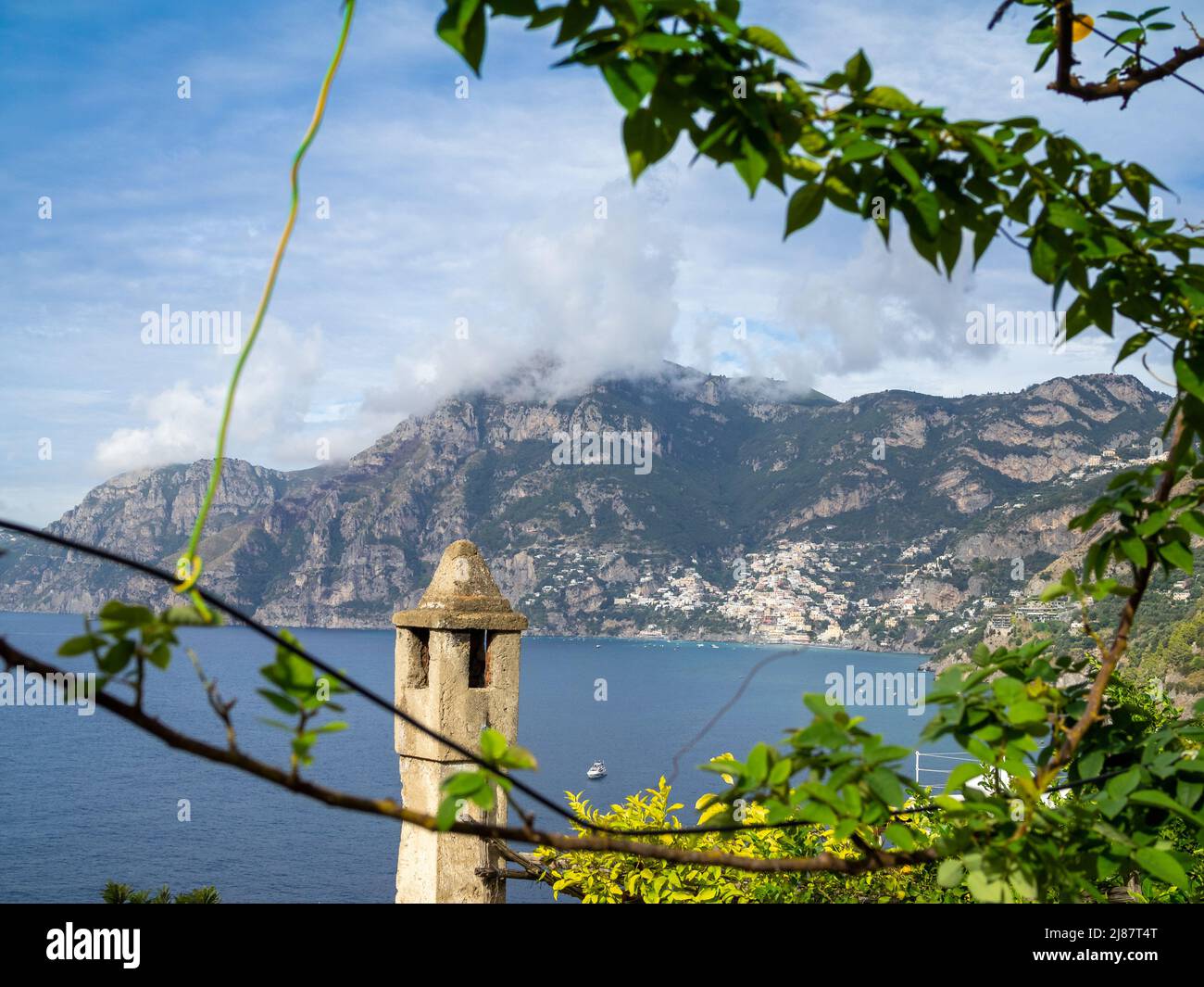 Amalfi coastline, view from Praiano to Positano Stock Photo