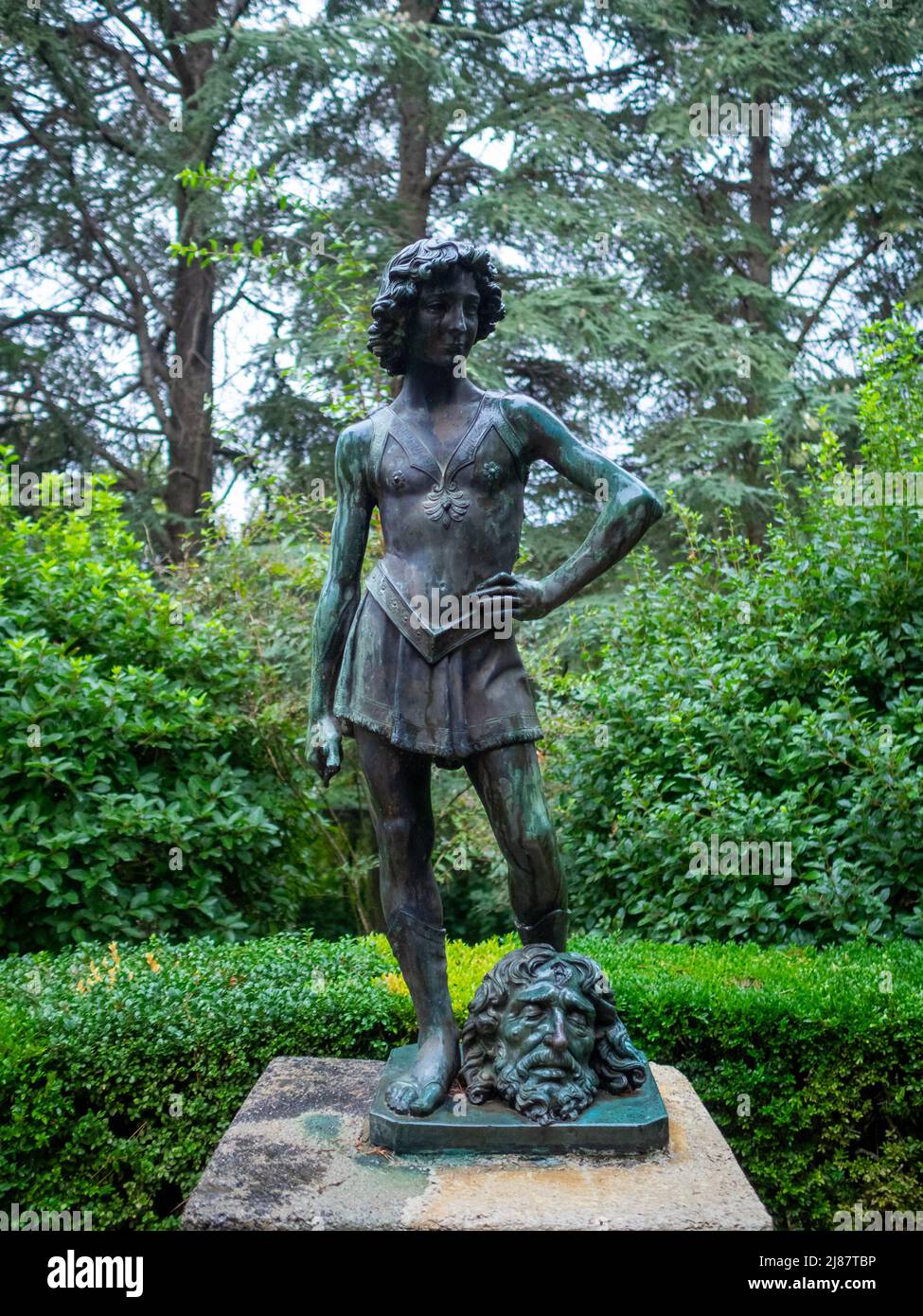 David and Goliath statue at Villa Cimbrone gardens Stock Photo