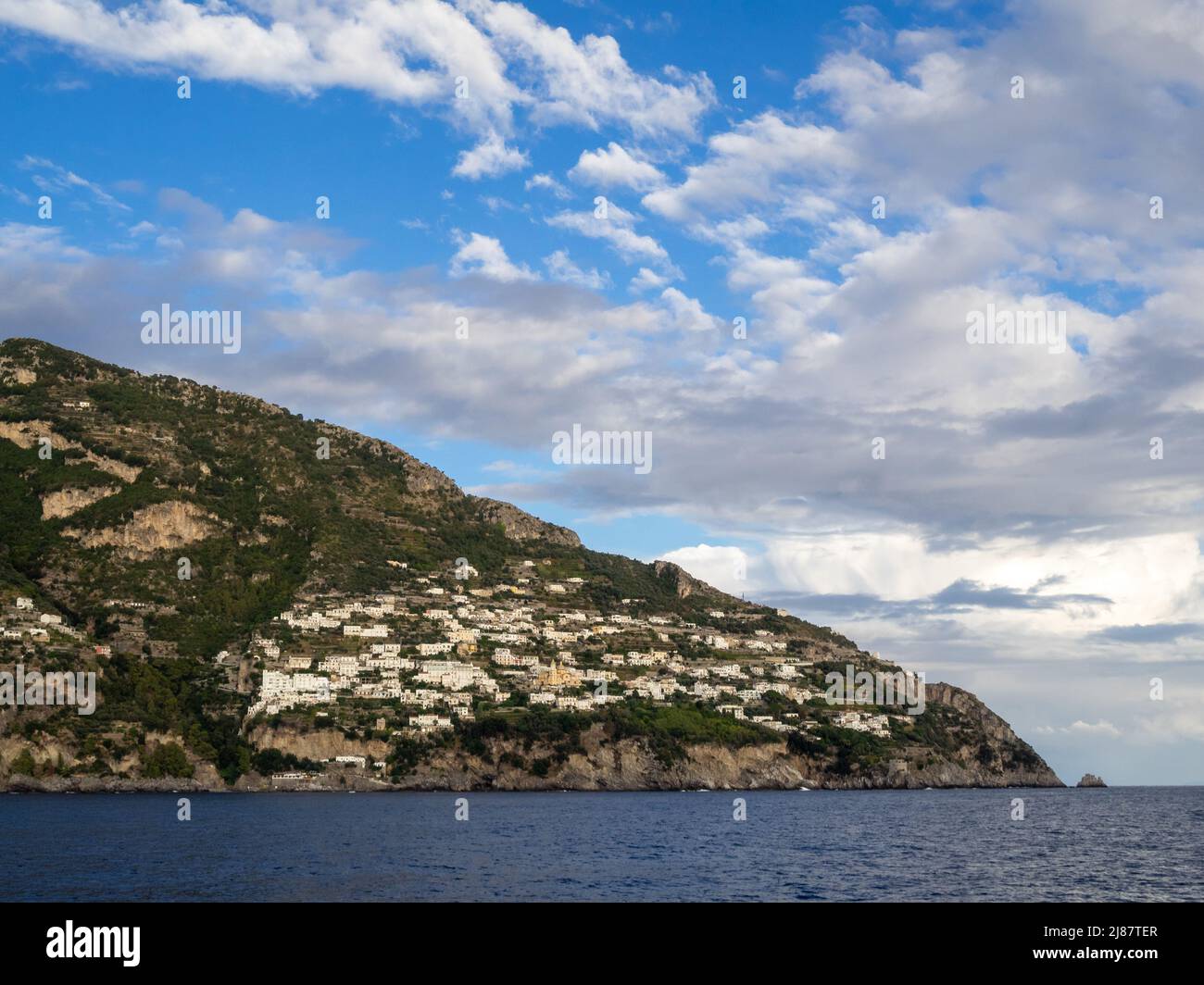 Praiano seen from the sea Stock Photo