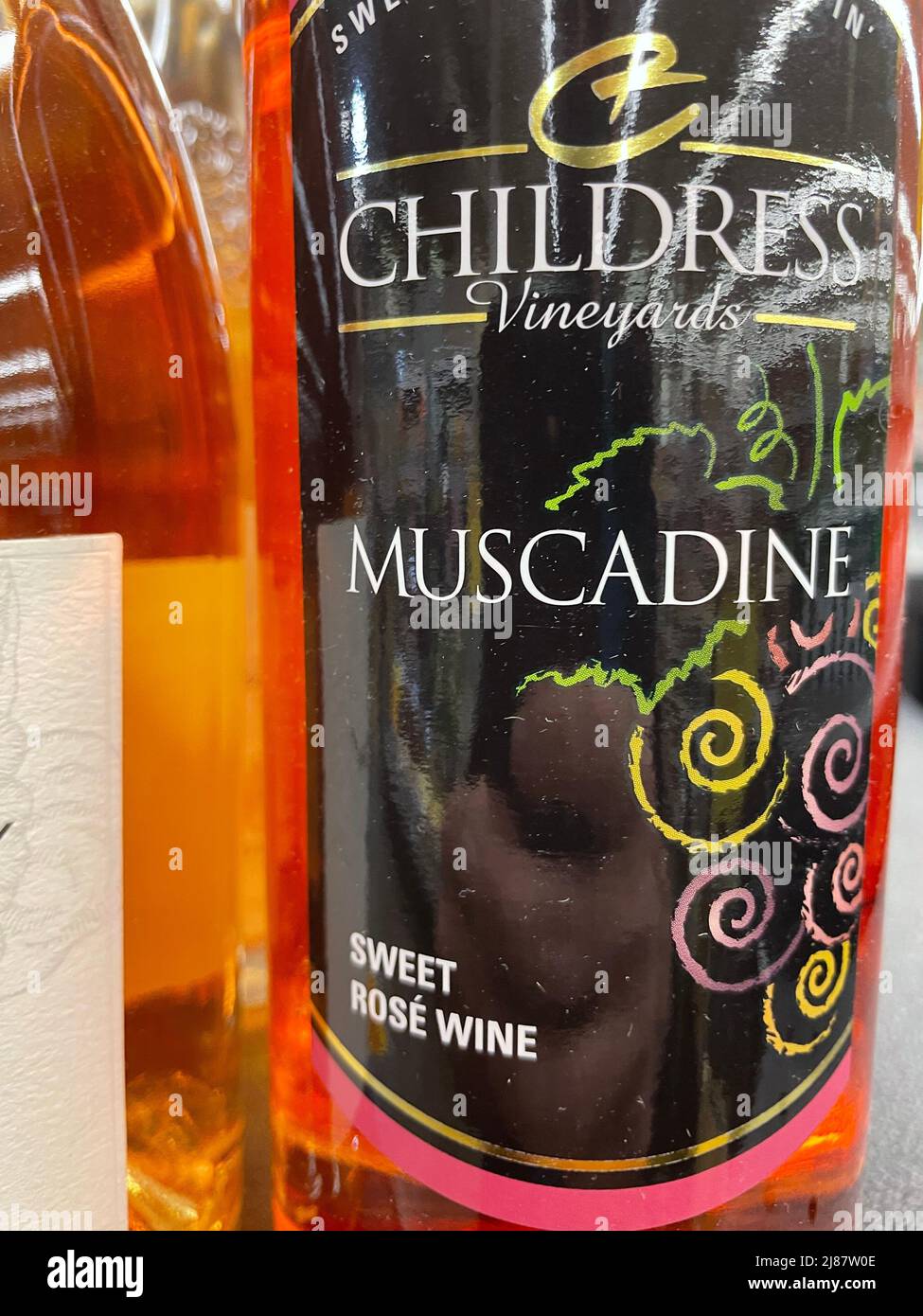 Grovetown, Ga USA - 12 15 21: Wine on a retail store shelf Childress Muscadine Stock Photo