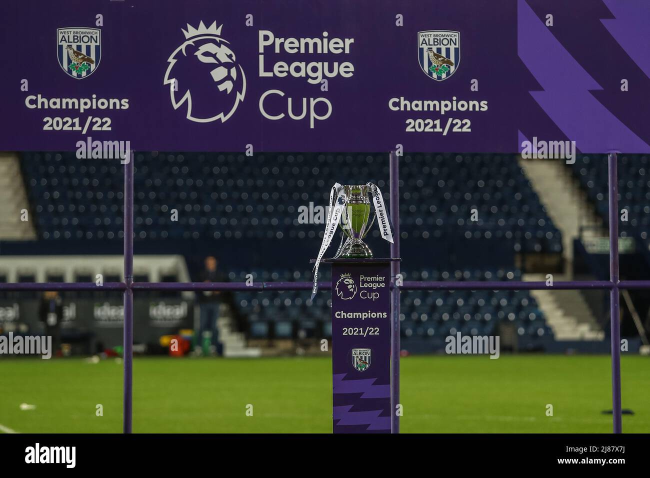 A general view of the winners podium with the PL Cup on it Stock Photo