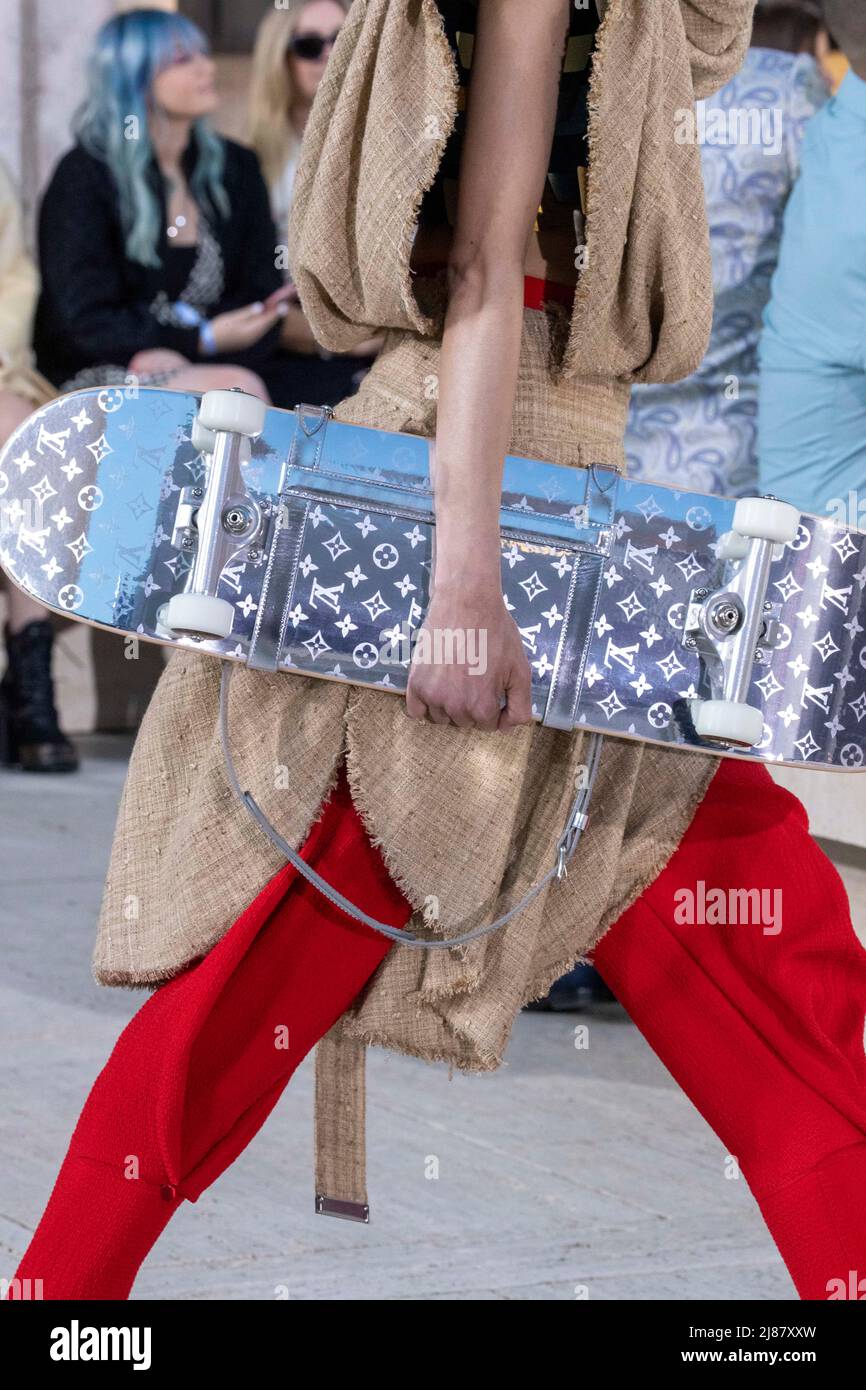 San Diego, USA. 12th Feb, 2022. Details on the runway at the Louis Vuitton  fashion show fashion show at the Salk Institute for Biological Studies in San  Diego CA on May 12