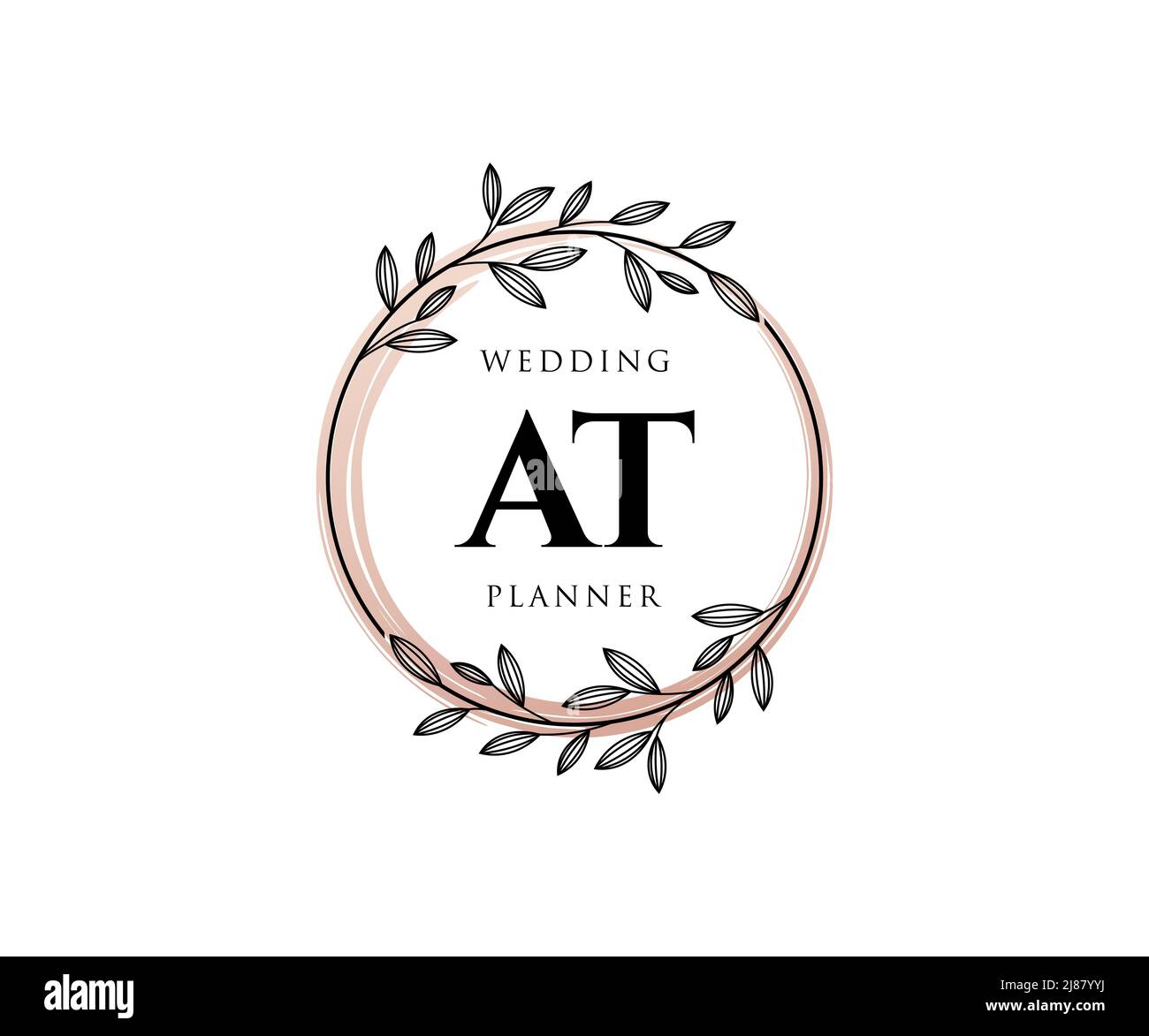 AT Initials letter Wedding monogram logos collection, hand drawn modern ...