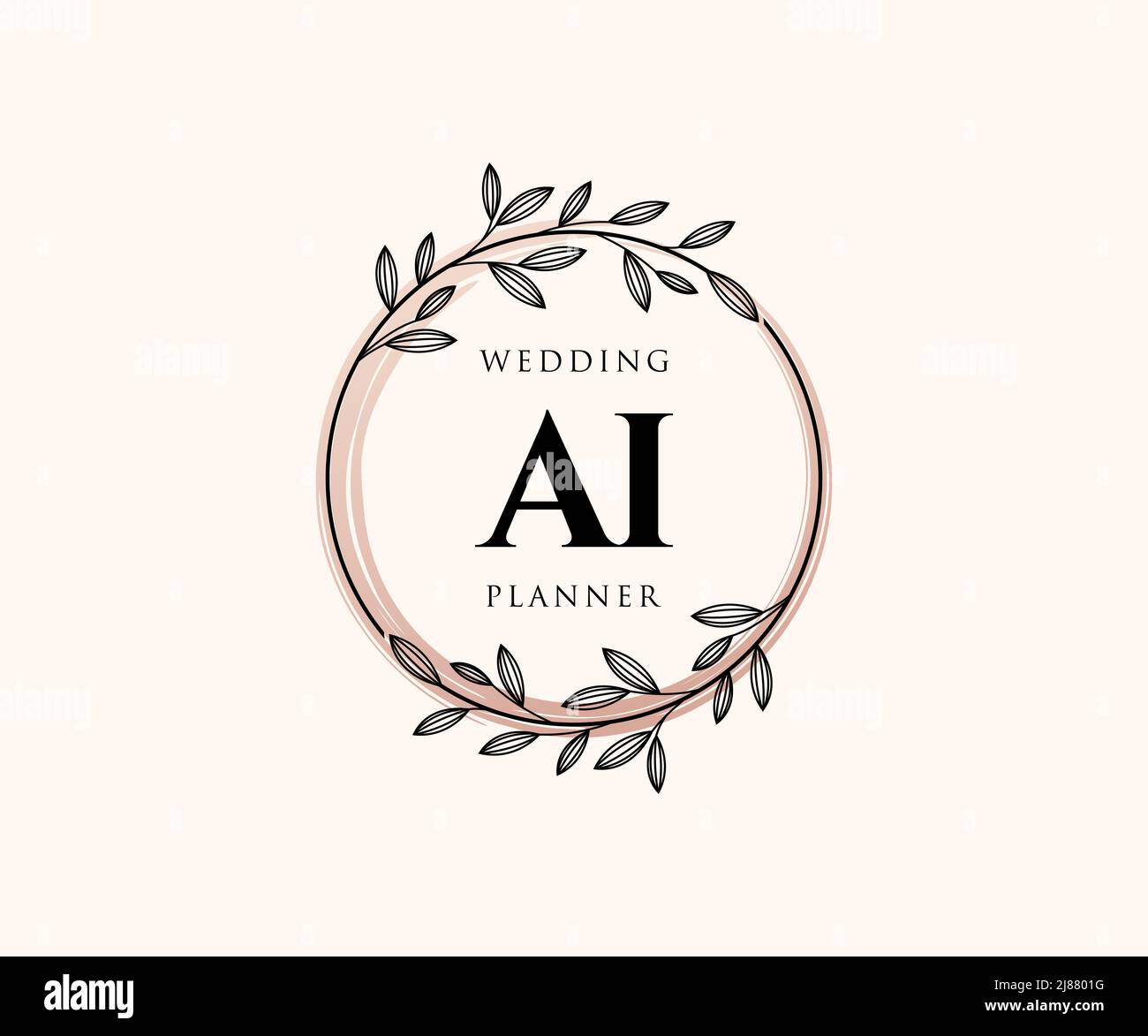 AI Initials letter Wedding monogram logos collection, hand drawn modern ...