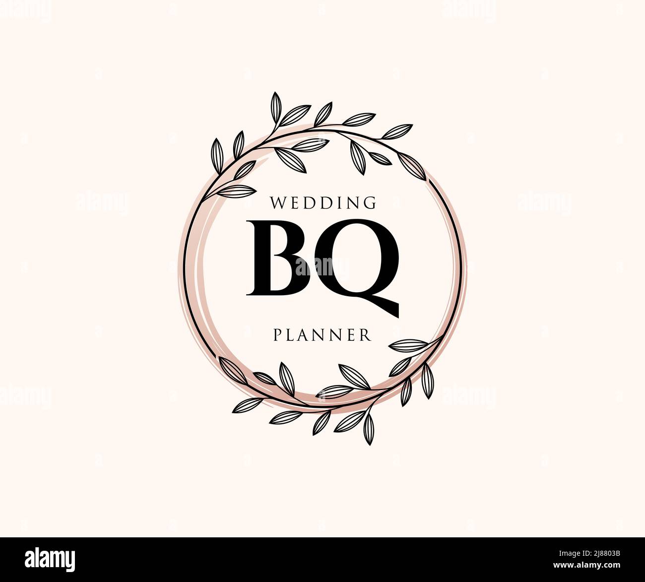 BQ Initials letter Wedding monogram logos collection, hand drawn modern ...