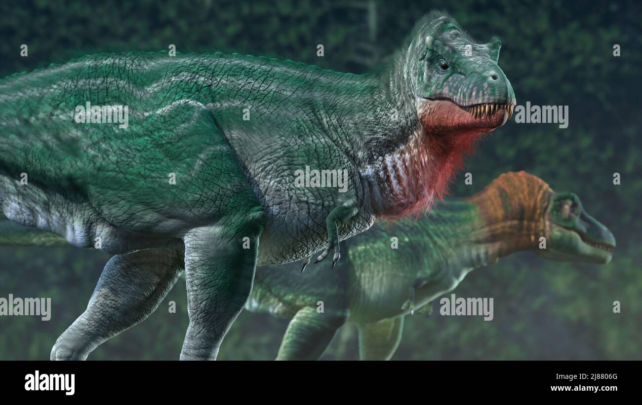 Artwork of Tyrannosaurus Pair Stock Photo