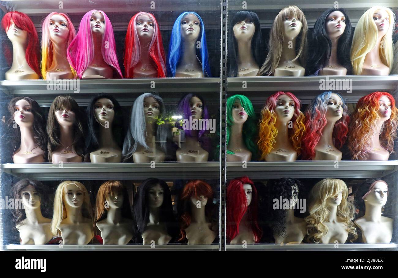 Beautyworx, Wig Shop hair extensions, Bridge Street, Warrington, Cheshire, UK Stock Photo