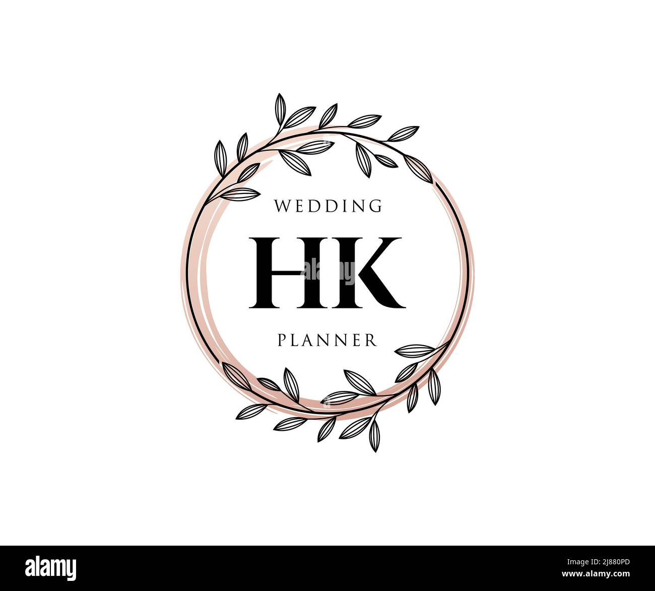 HK Initials letter Wedding monogram logos collection, hand drawn modern minimalistic and floral templates for Invitation cards, Save the Date, elegant Stock Vector