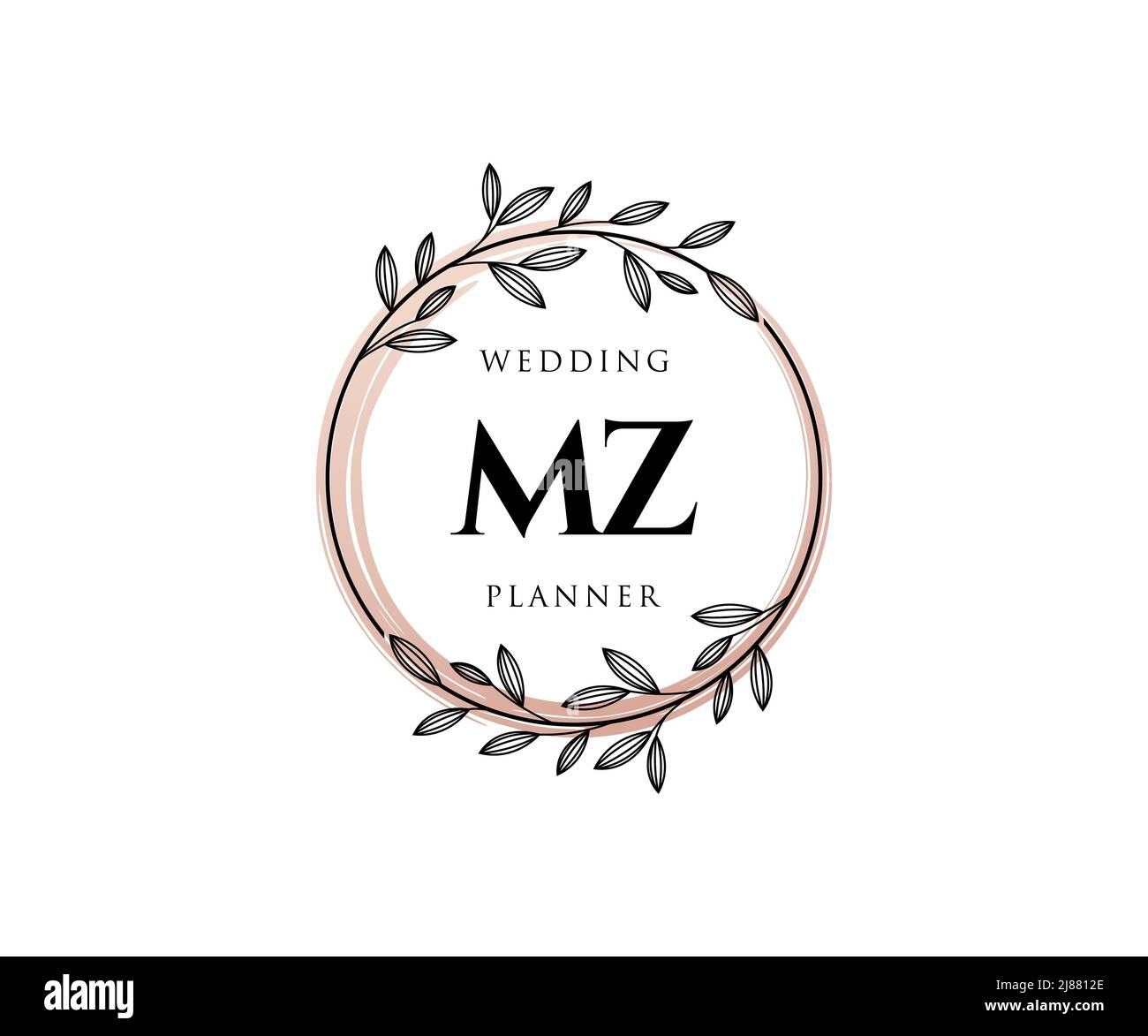 MZ Initials letter Wedding monogram logos collection, hand drawn modern ...